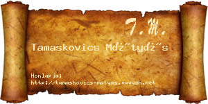 Tamaskovics Mátyás névjegykártya